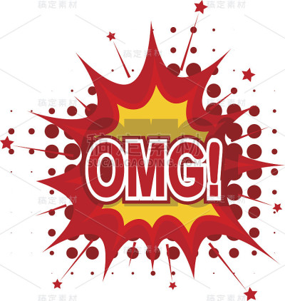 卡通OMG !在白色的背景上。矢量插图。