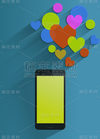 带有心形图标的智能手机模板
