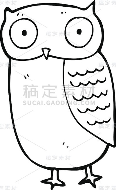 线画卡通猫头鹰
