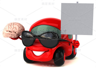 有趣的汽车- 3D插图