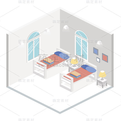 等距的宿舍房间里