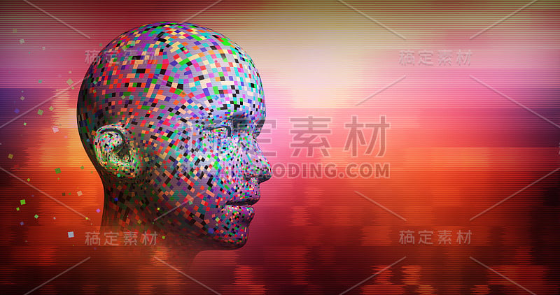 电脑深度学习。神经网络。人工智能。3D渲染