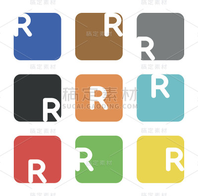 符号元素，字母R的方形