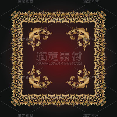 抽象图案与金色花卉装饰