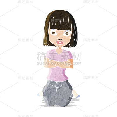 卡通女人跪