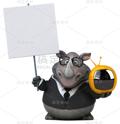 有趣的犀牛- 3D插图