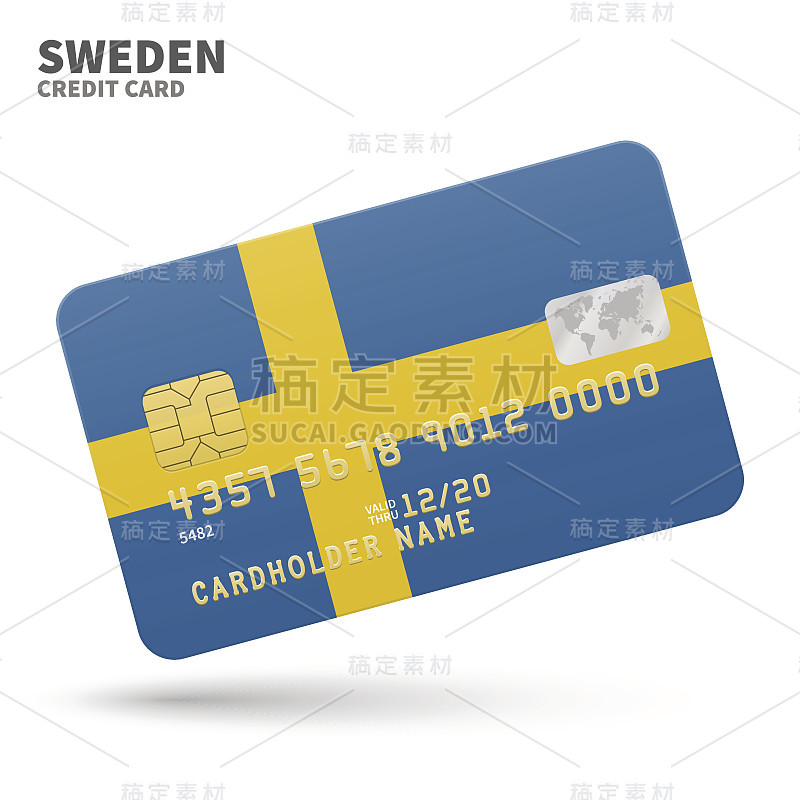 Credit card with Sweden flag background for bank, 