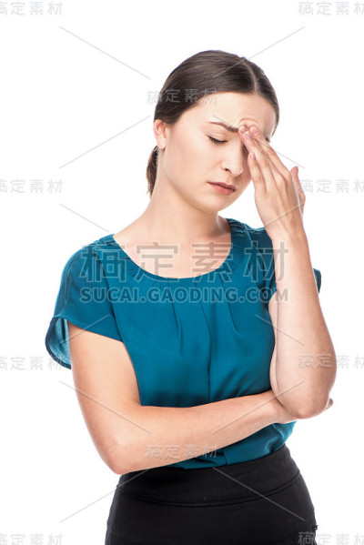 一个头痛的女商人的肖像