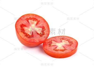 番茄切片孤立在白色上