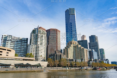 墨尔本城市景观全景与雅拉河的景色
