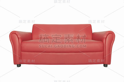 红色豪华沙发为现代客厅孤立的白色背景。与剪切路径