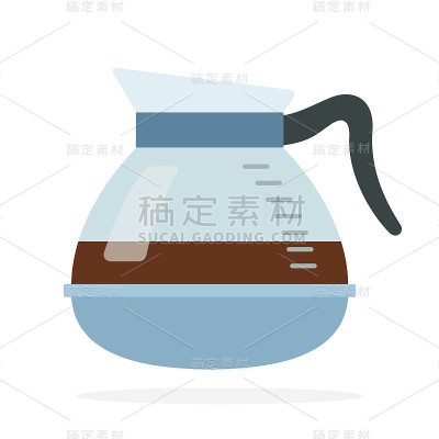 玻璃咖啡壶矢量平面隔离