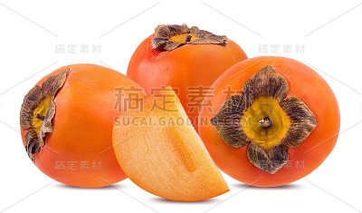 柿子孤立在白色背景与修剪路径