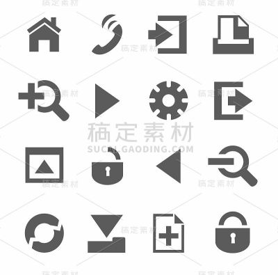 互联网和工具栏图标，单色。