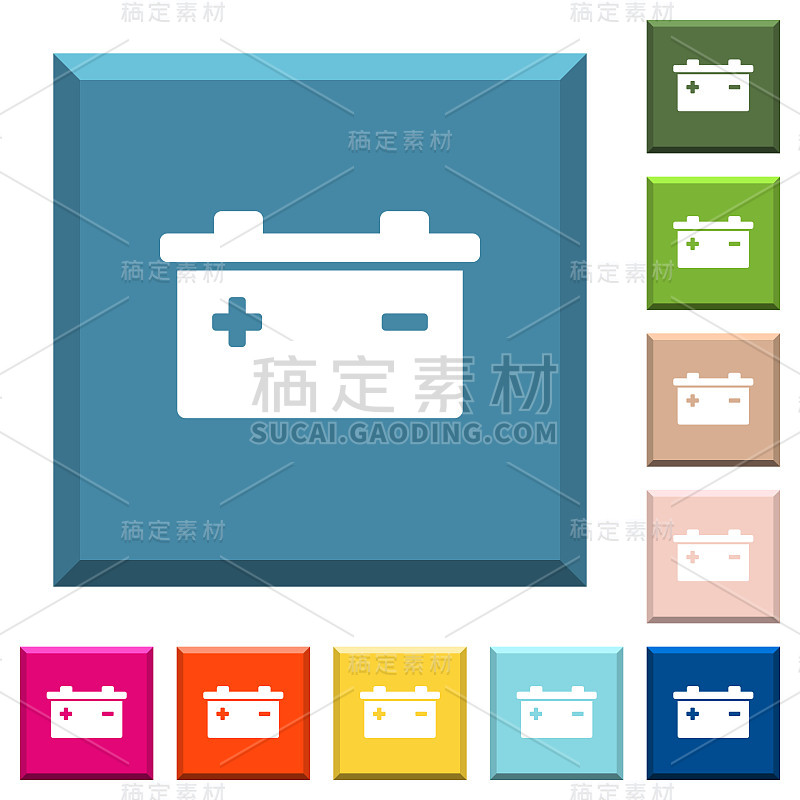 蓄能器白色图标上的边缘方形按钮