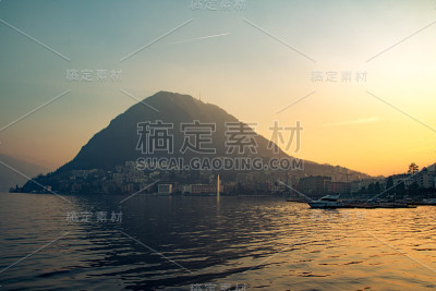瑞士卢加诺的日落