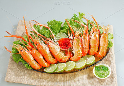 烤虾仁海鲜盘
