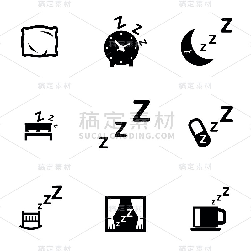 向量黑色睡眠图标设置