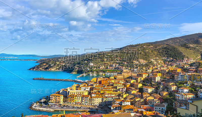 波尔图圣斯特凡诺村，海港风景。Argentario,托斯卡纳,意大利