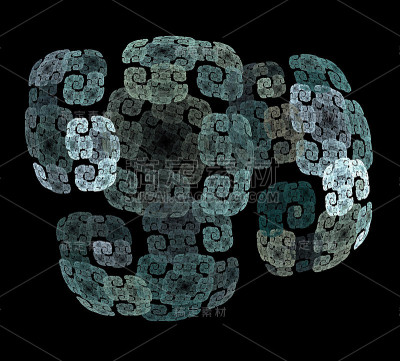 一个数字分形在黑色上的图像