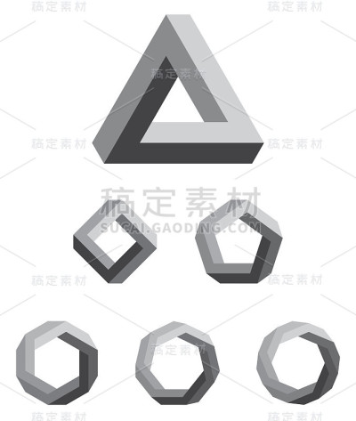 彭罗斯三角形和多边形渐变黑色
