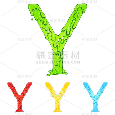 Letter Y with flow drops colors