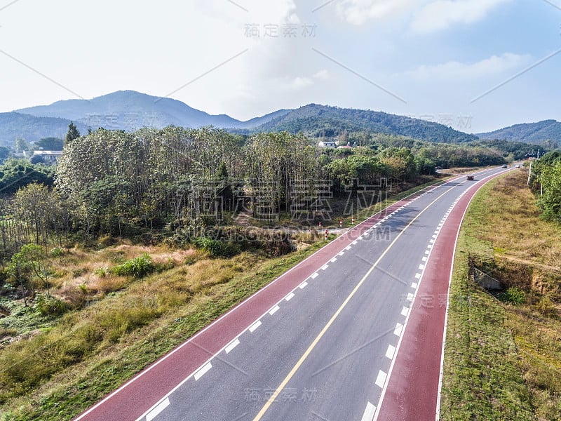 航拍鸟瞰室外道路景观