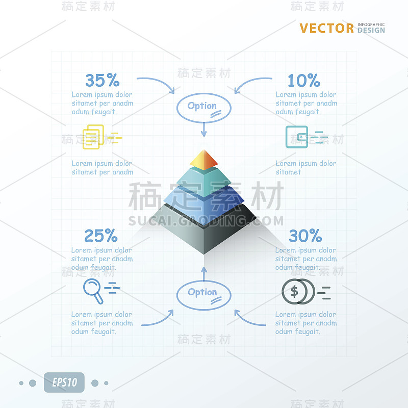 金字塔信息图设计，箭头图设计