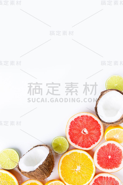 夏季热带背景和异国水果