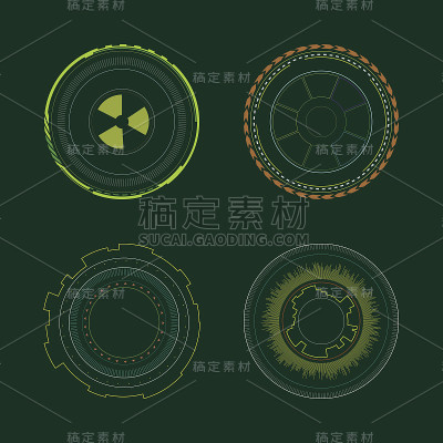 圈HUD界面元素。矢量插图。