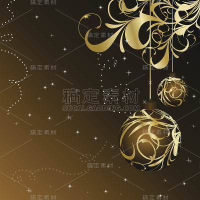 圣诞花卡与金球