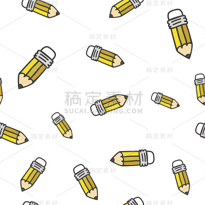 铅笔无缝彩色图案。矢量图