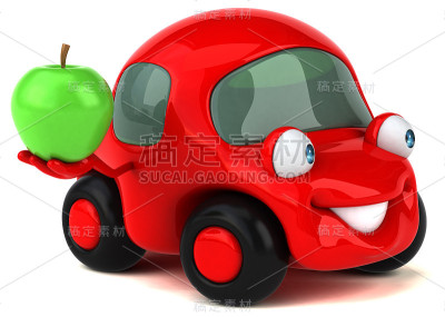有趣的汽车- 3D插图