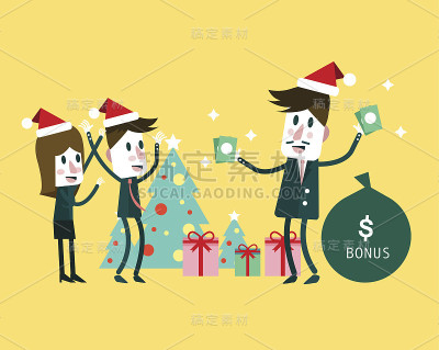 老板发奖金。圣诞节和新年的概念。