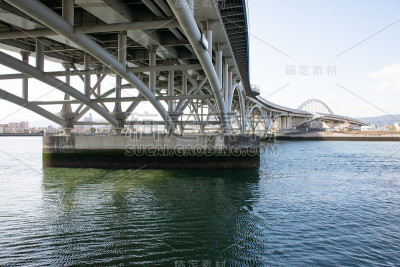 广岛县桥下河边的风景
