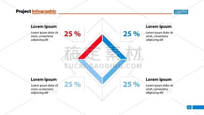 百分比菱形图幻灯片模板