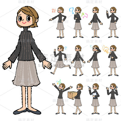 短发黑色高领女性手画