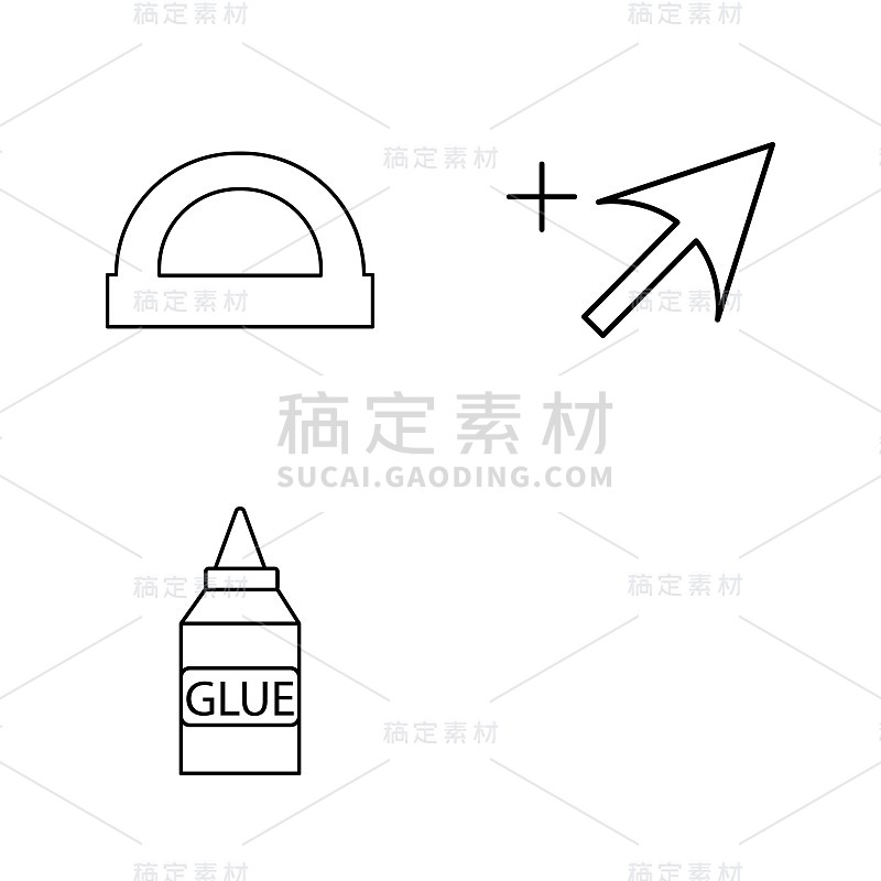 办公室简单线性轮廓矢量图标设置。