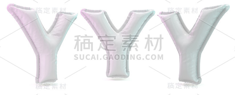 大写字母y。充气白色气球的背景。3 d