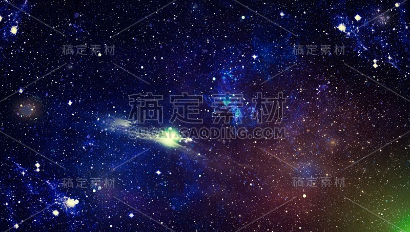 无限美丽的宇宙，深蓝色和粉红色的背景与星云，星团在外层空间。