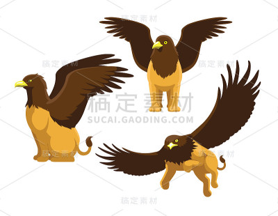 格里芬摆出可爱的卡通矢量插图