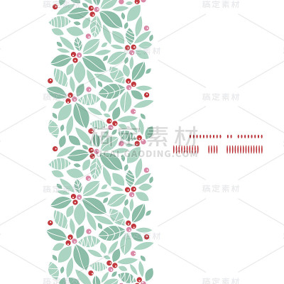 向量圣诞冬青浆果垂直框架无缝图案背景