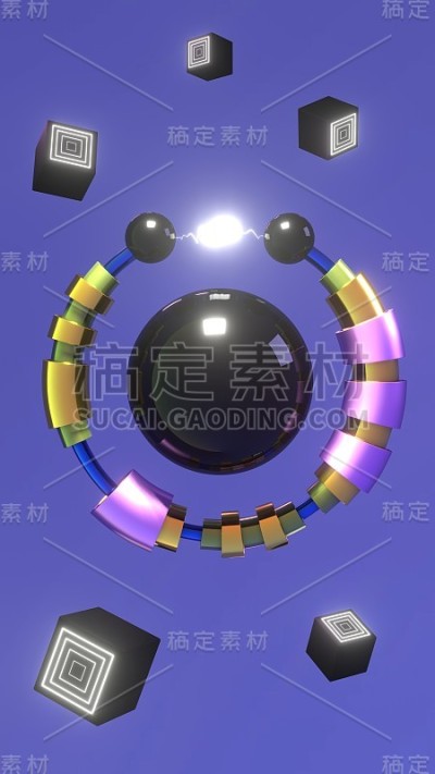 带有彩色片段的抽象环
