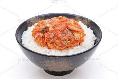 一碗韩国白米饭和泡菜