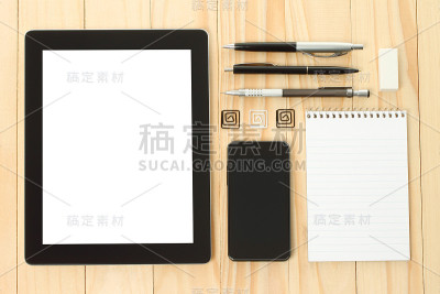 平板电脑和智能手机与学校办公用品