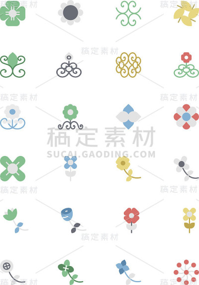 花和花彩色矢量图标5