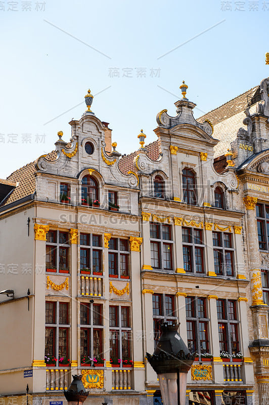 大广场(Grote Markt)上的建筑，布鲁塞尔中心广场，联合国教科文组织世界遗产