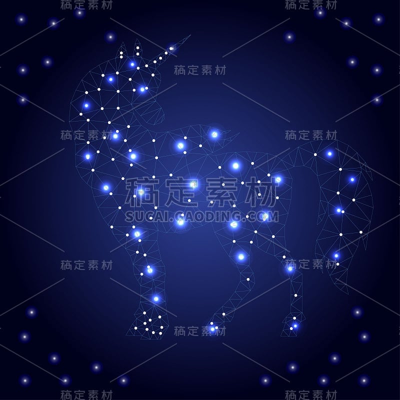 独角兽多边形点星星