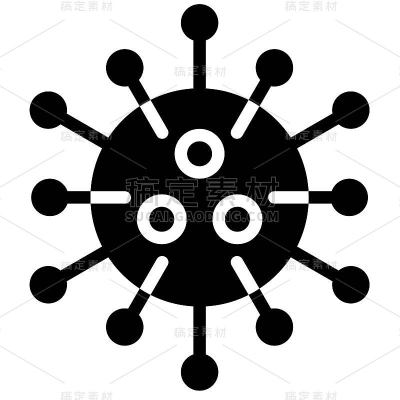 病毒或细菌矢量插图，固体样式图标