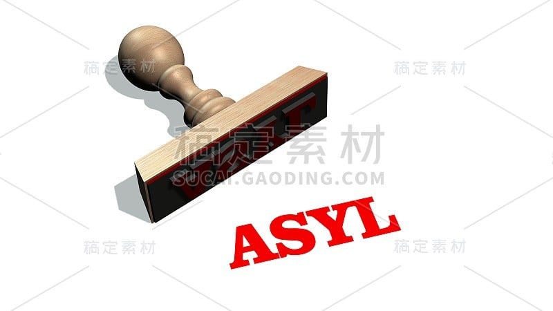 asyl-在白色背景上带有单词asyl的木制印章